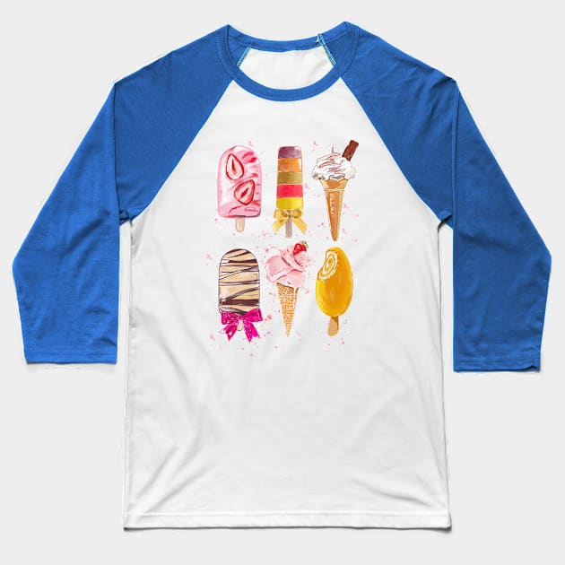 Summertime Ice cream treats Baseball T-Shirt by Leamini20